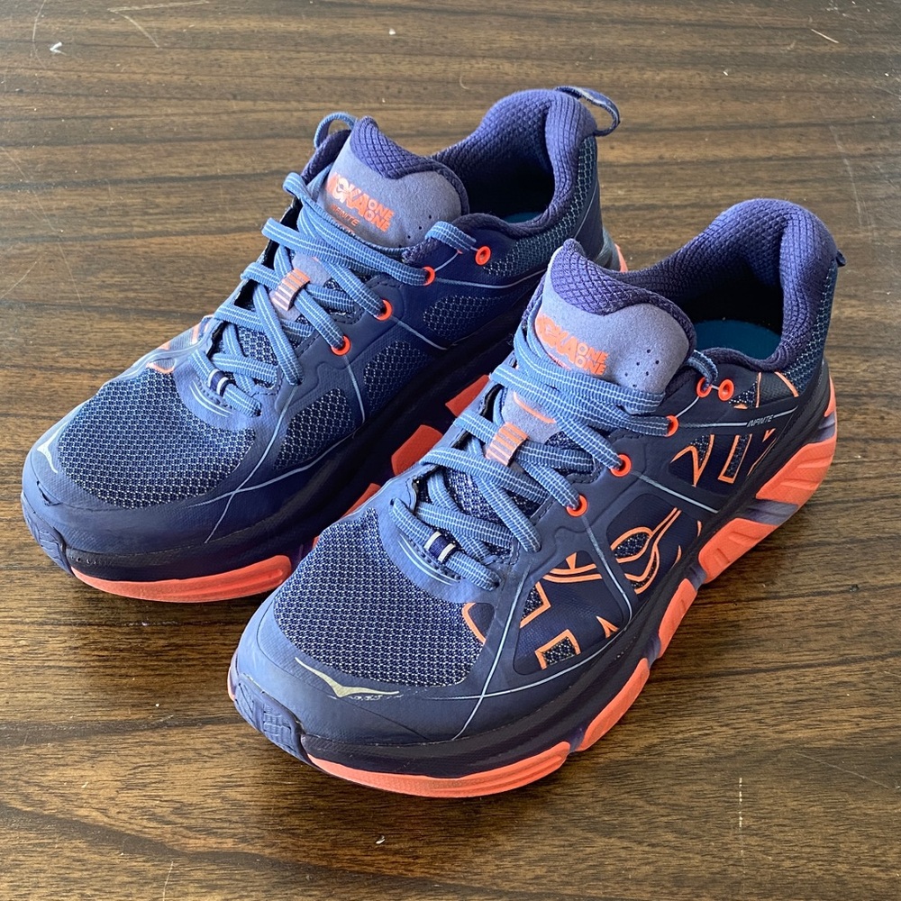 Hoka Women's Sneakers in Navy and Coral